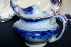 WOOD & SON  CLARENCE (FLOW BLUE)-   CREAMER  8oz  .....  https://www.jaapiesFineChinaStore.come.com
