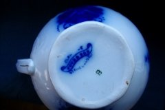 WOOD & SON  CLARENCE (FLOW BLUE)-   CREAMER  8oz  .....  https://www.jaapiesFineChinaStore.come.com