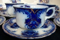 WOOD & SON  CLARENCE (FLOW BLUE)-   CUP & SAUCER ..... https://www.jaapiesFineChinaStore.come.com