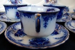 WOOD & SON  CLARENCE (FLOW BLUE)-   CUP & SAUCER ..... https://www.jaapiesFineChinaStore.come.com