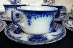 WOOD & SON  CLARENCE (FLOW BLUE)-   CUP & SAUCER ..... https://www.jaapiesFineChinaStore.come.com