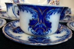 WOOD & SON  CLARENCE (FLOW BLUE)-   CUP & SAUCER ..... https://www.jaapiesFineChinaStore.come.com