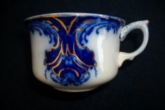 WOOD & SON  CLARENCE (FLOW BLUE)-   CUP & SAUCER ..... https://www.jaapiesFineChinaStore.come.com