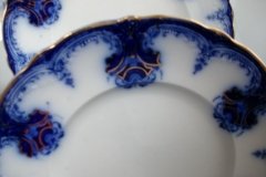 WOOD & SON  CLARENCE (FLOW BLUE)-  DINNER PLATE  .....  https://www.jaapiesFineChinaStore.com