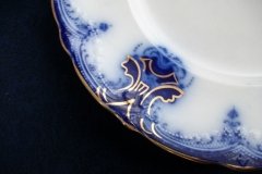 WOOD & SON  CLARENCE (FLOW BLUE)-  DINNER PLATE  .....  https://www.jaapiesFineChinaStore.com