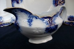 WOOD & SON  CLARENCE (FLOW BLUE)-  GRAVY BOAT- NO UNDERPLATE  .....  https://www.jaapiesFineChinaStore.come.com