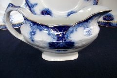 WOOD & SON  CLARENCE (FLOW BLUE)-  GRAVY BOAT- NO UNDERPLATE  .....  https://www.jaapiesFineChinaStore.come.com