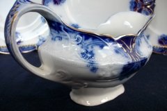 WOOD & SON  CLARENCE (FLOW BLUE)-  GRAVY BOAT- NO UNDERPLATE  .....  https://www.jaapiesFineChinaStore.come.com