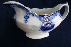 WOOD & SON  CLARENCE (FLOW BLUE)-  GRAVY BOAT- NO UNDERPLATE  .....  https://www.jaapiesFineChinaStore.come.com