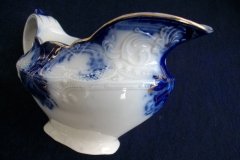WOOD & SON  CLARENCE (FLOW BLUE)-  GRAVY BOAT- NO UNDERPLATE  .....  https://www.jaapiesFineChinaStore.come.com