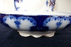 WOOD & SON CLARENCE  (FLOW BLUE)- OVAL COVERED SERVING BOWL- NO LID  .....  https://www.jaapiesFineChinaStore..com