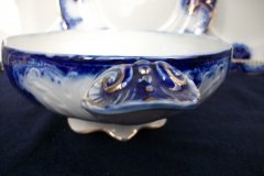 WOOD & SON CLARENCE  (FLOW BLUE)- OVAL COVERED SERVING BOWL- NO LID  .....  https://www.jaapiesFineChinaStore..com