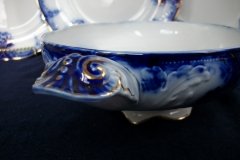 WOOD & SON CLARENCE  (FLOW BLUE)- OVAL COVERED SERVING BOWL- NO LID  .....  https://www.jaapiesFineChinaStore..com