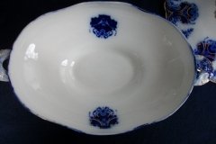 WOOD & SON  CLARENCE (FLOW BLUE)-  OVAL COVERED SERVING BOWL  .....  https://www.jaapiesFineChinaStore.com