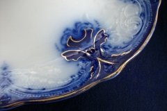 WOOD & SON  CLARENCE (FLOW BLUE)-  SERVING PLATTER   16  1/8"  .....  https://www.jaapiesFineChinaStore.com