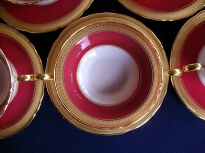 AYNSLEY BUCKINGHAM MAROON SOUP CUP & SAUCER