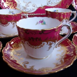COALPORT SANDRINGHAM MAROON DEMI CUP and SAUCER
