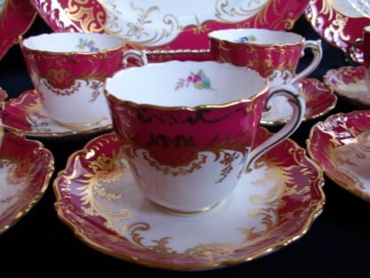 COALPORT SANDRINGHAM MAROON DEMI CUP and SAUCER