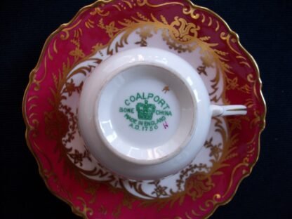 COALPORT SANDRINGHAM MAROON DEMI CUP and SAUCER