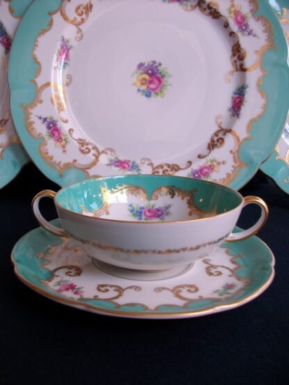 ROYAL BAYREUTH AQUA- SOUP BOWL & SAUCER