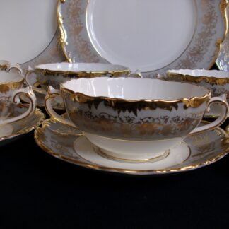 COALPORT HAZELTON GREY CREAM SOUP & SAUCER