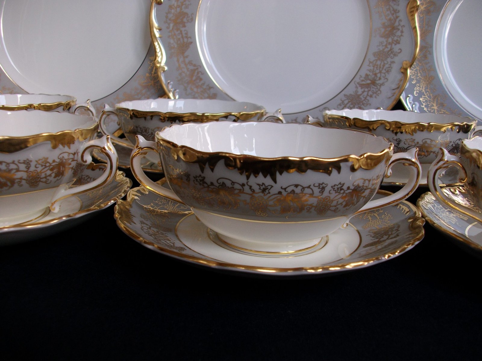 COALPORT HAZELTON GREY CREAM SOUP & SAUCER