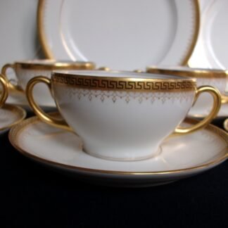 BAWO & DOTTER- GREEK KEY- SOUP CUP & SAUCER(s)