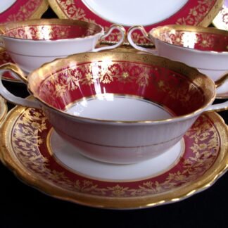 AYNSLEY KENILWORTH RED- SOUP CUP & SAUCER