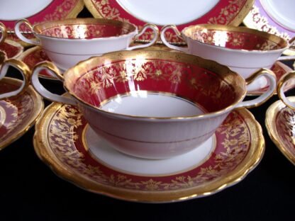 AYNSLEY KENILWORTH RED- SOUP CUP & SAUCER