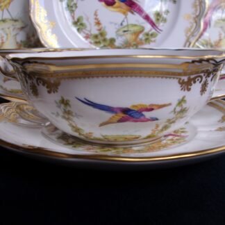 SPODE CHELSEA BIRD- SOUP BOWLS & SAUCERS