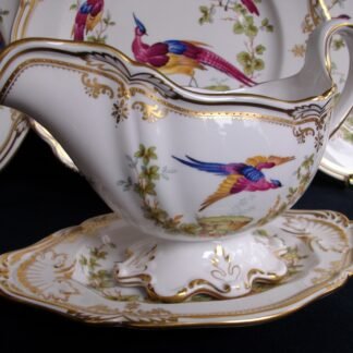 SPODE CHELSEA BIRD- GRAVY BOAT & UNDERPLATE