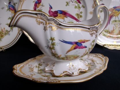 SPODE CHELSEA BIRD- GRAVY BOAT & UNDERPLATE