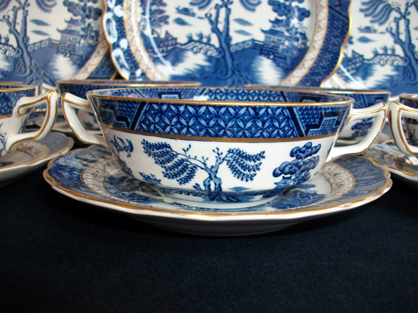 BOOTHS REAL OLD WILLOW A8025- CREAM SOUP BOWL & SAUCER