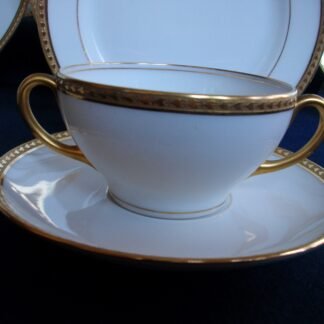 BAWO & DOTTER GOLD LAUREL LEAF SOUP CUP & SAUCER