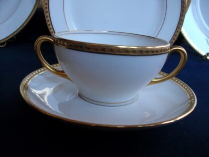 BAWO & DOTTER GOLD LAUREL LEAF SOUP CUP & SAUCER