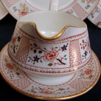 ROYAL CROWN DERBY LUCIENNE #A1266 GRAVY BOAT & UNDER PLATE
