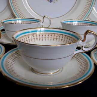 AYNSLEY PORTRUSH TEAL BLUE- CUP & SAUCER