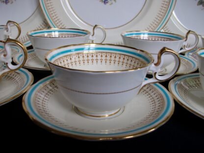 AYNSLEY PORTRUSH TEAL BLUE- CUP & SAUCER