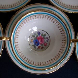 AYNSLEY PORTRUSH TEAL BLUE- SOUP BOWL & SAUCER