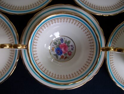AYNSLEY PORTRUSH TEAL BLUE- SOUP BOWL & SAUCER