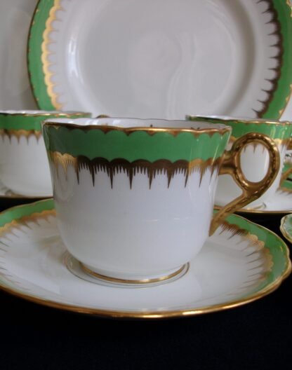 COALPORT SPEARPOINT GREEN- COFFEE CUP & SAUCER