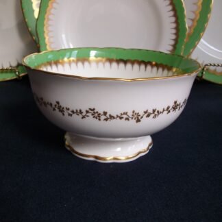 COALPORT SPEARPOINT GREEN- OPEN SUGAR BOWL