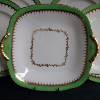 COALPORT SPEARPOINT GREEN- CAKE PLATE #1