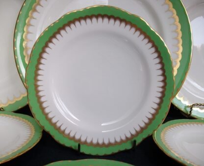 COALPORT SPEARPOINT GREEN- BREAD & BUTTER PLATES