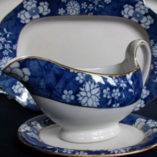 SPODE CRACKED ICE & PRUNUS- GRAVY BOAT & UNDER PLATE