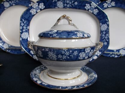 SPODE CRACKED ICE & PRUNUS- SAUCE TUREEN & UNDER PLATE
