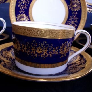 COALPORT LADY ANNE COBALT- FLAT CUP & SAUCER