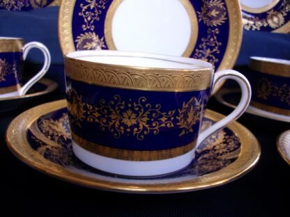 COALPORT LADY ANNE COBALT- FLAT CUP & SAUCER