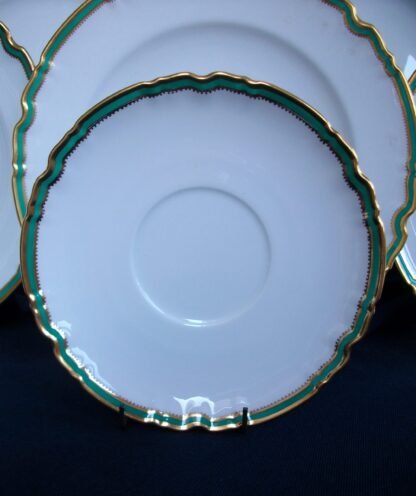 SPODE Y939 GREEN/GOLD TRIM- SAUCER -FOR SOUP BOWL