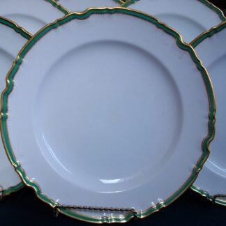 SPODE Y939 GREEN/GOLD TRIM- DINNER PLATES